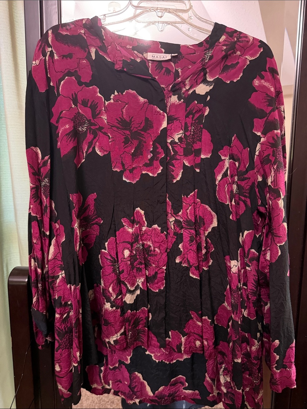 Masai Black Tunic with Magenta Floral Print